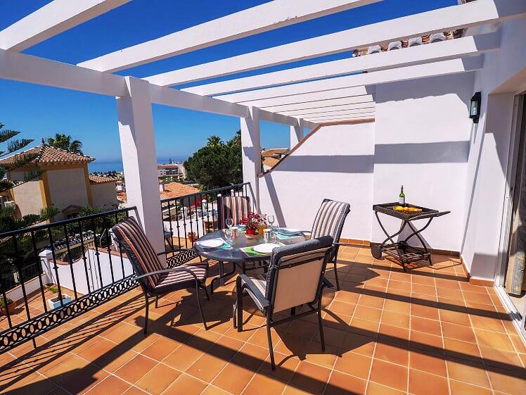 3 bedroom villa with private pools stunning views over Burriana Bay in Nerja