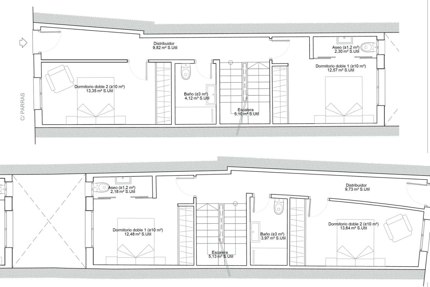 Einzigartige Gelegenheit, zum Verkauf von Grundstücken mit Bauprojekt und Baugenehmigung für den Bau von 2 Häusern im Zentrum von Nerja.