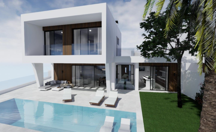 9 villas de obra nueva con piscina privada, vistas al mar y a 800 metros de la playa de Burriana.