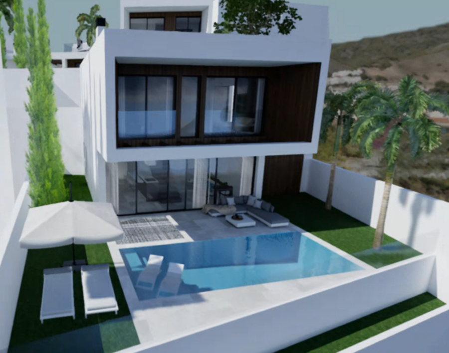 9 villas de obra nueva con piscina privada, vistas al mar y a 800 metros de la playa de Burriana.