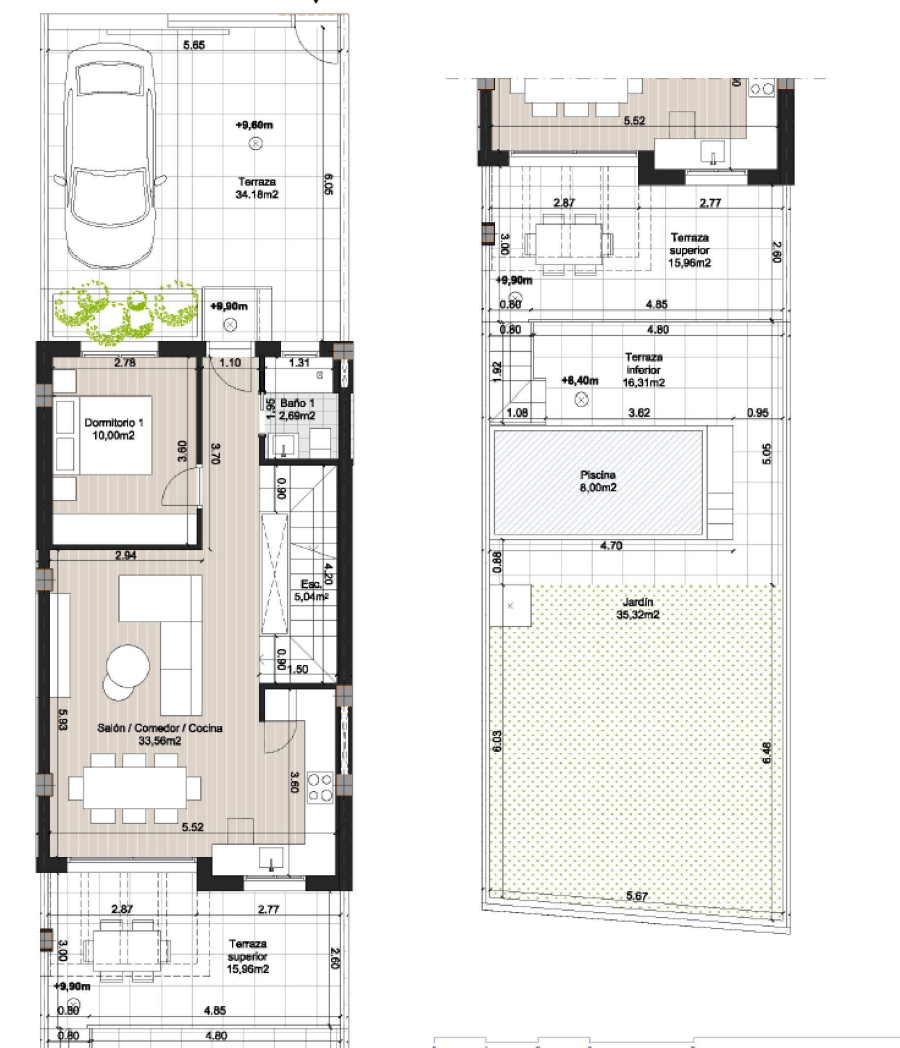 Geschakelde woningen met privé zwembad in Torrox Costa.