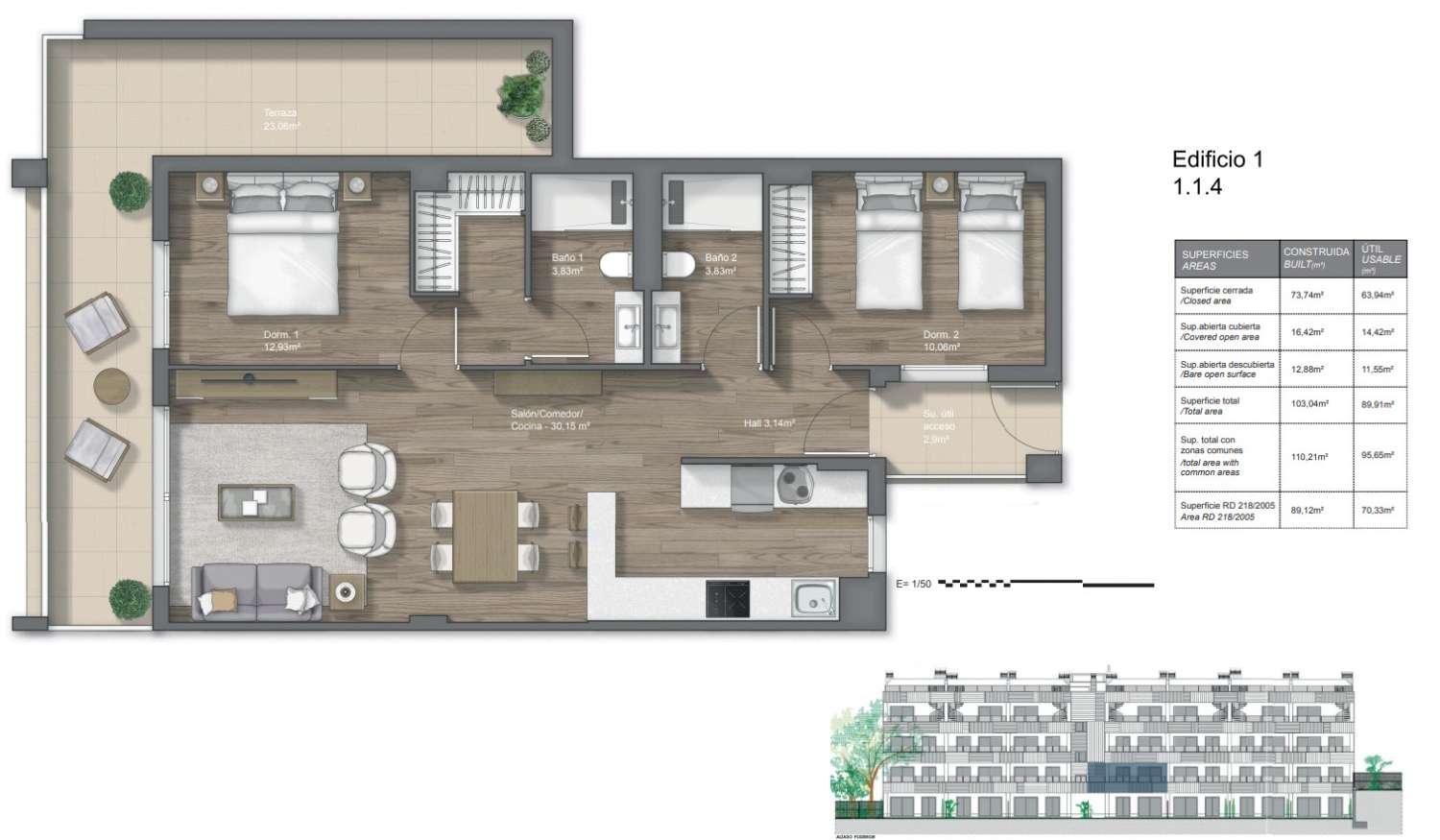 Neubauprojekt von 2-Zimmer-Wohnungen mit schönem Meerblick zwischen Nerja und Torrox